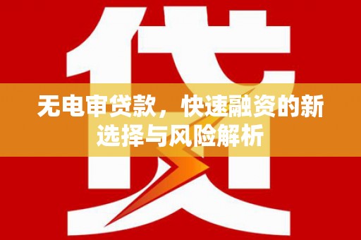 贵阳无电审贷款，快速融资的新选择与风险解析